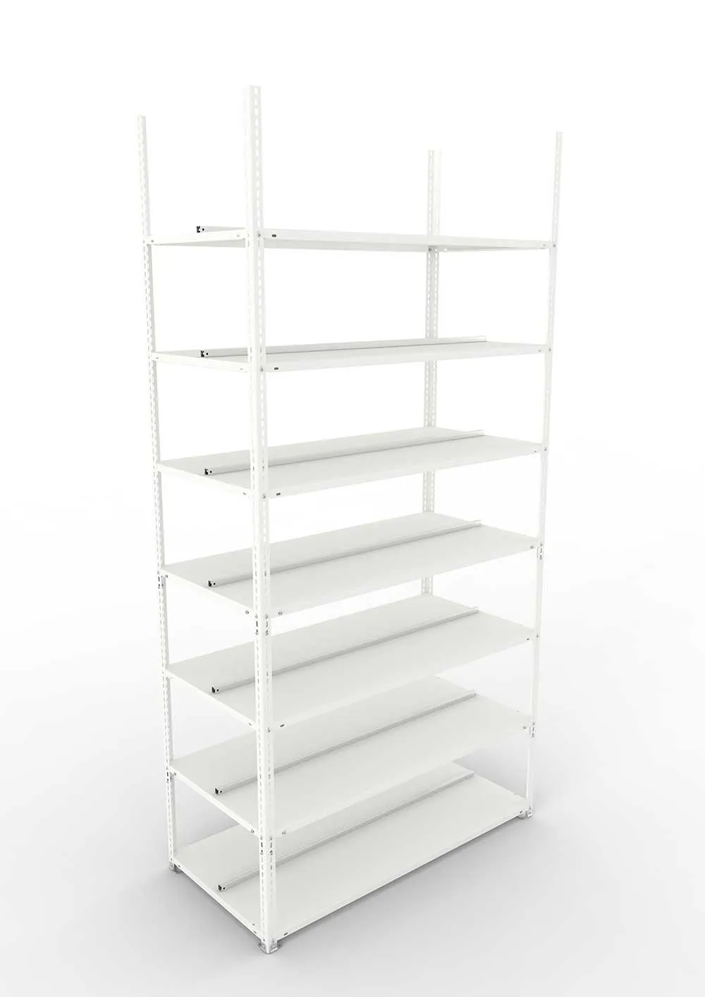 Büroregal Pro Schraubsystem Grundregal – 250×125×60 cm, RAL 7035, doppelseitig