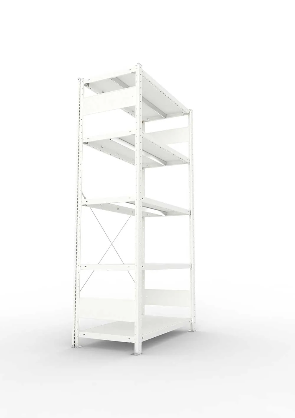 Metallregal Pro-Max Stecksystem Grundregal – 200×100×50 cm, 330 kg, RAL 7035, 5 Böden