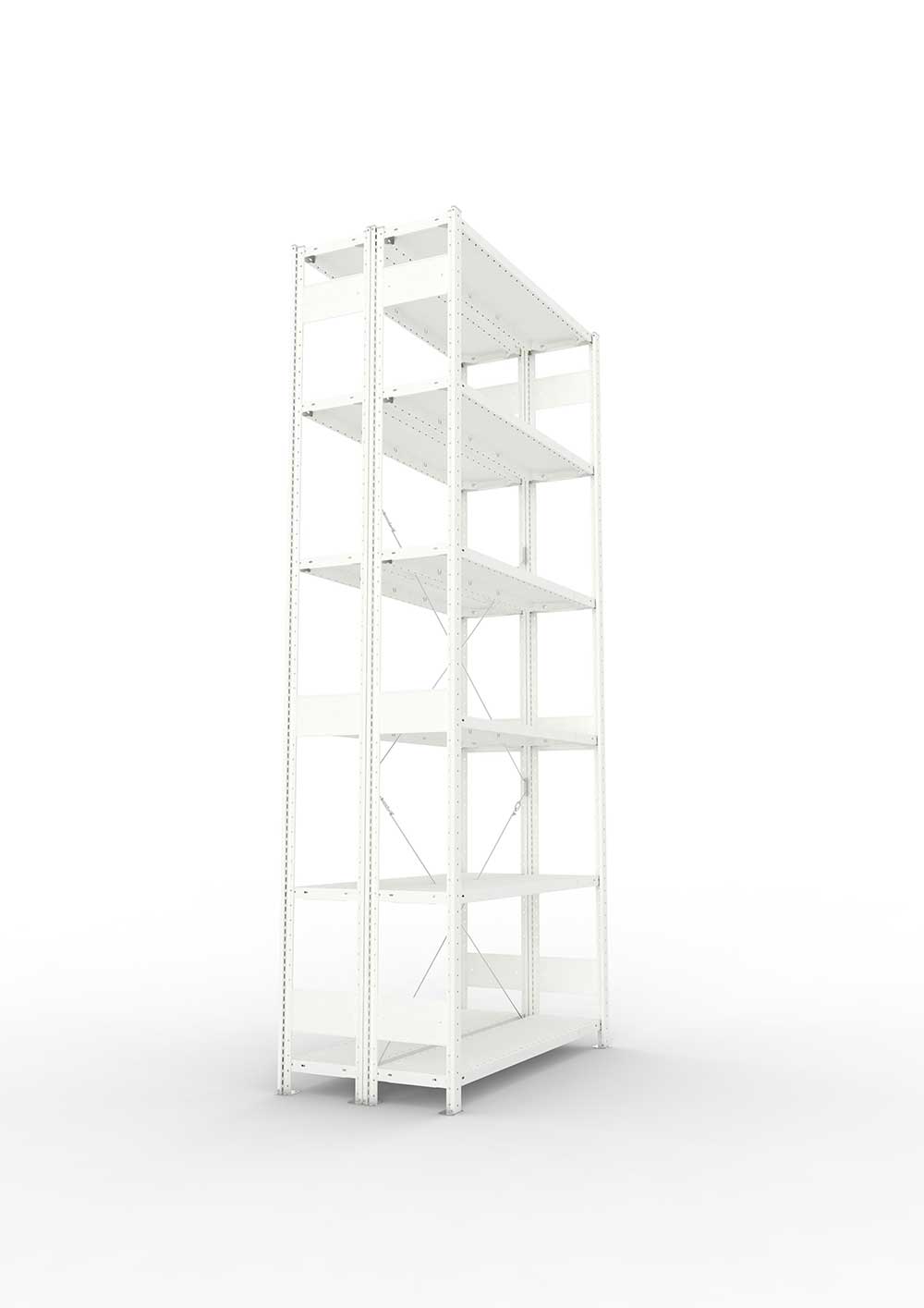 Metallregal Pro-Max Stecksystem Doppelgrundregal – 300×130×30 cm, 230 kg, RAL 7035