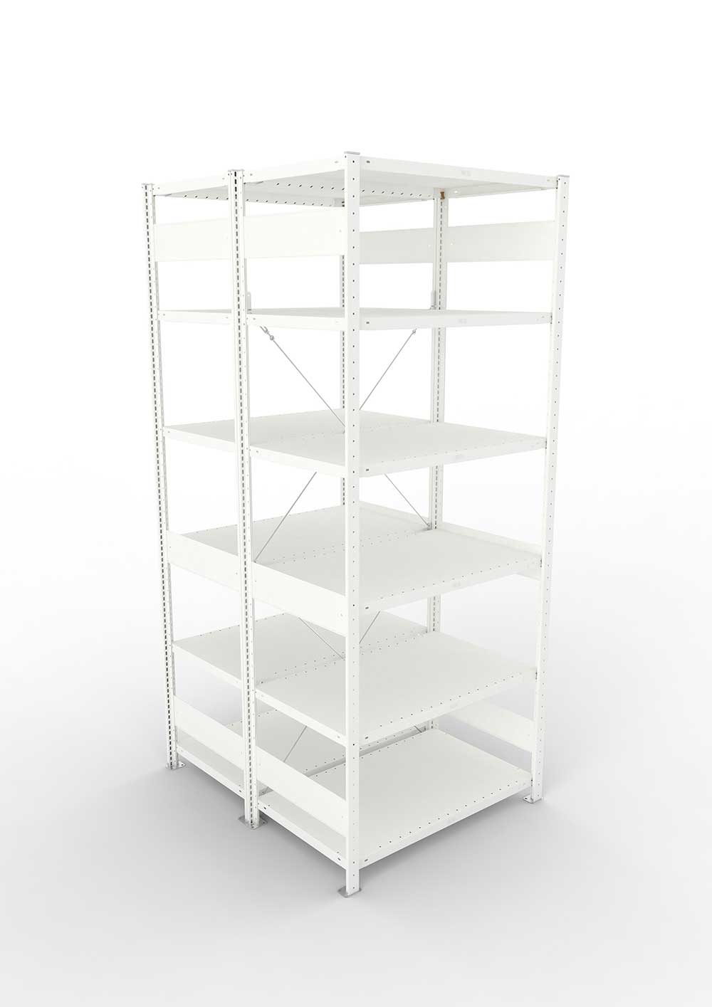 Metallregal Pro-Max Stecksystem Doppelgrundregal – 250×100×60 cm, 230 kg, RAL 7035