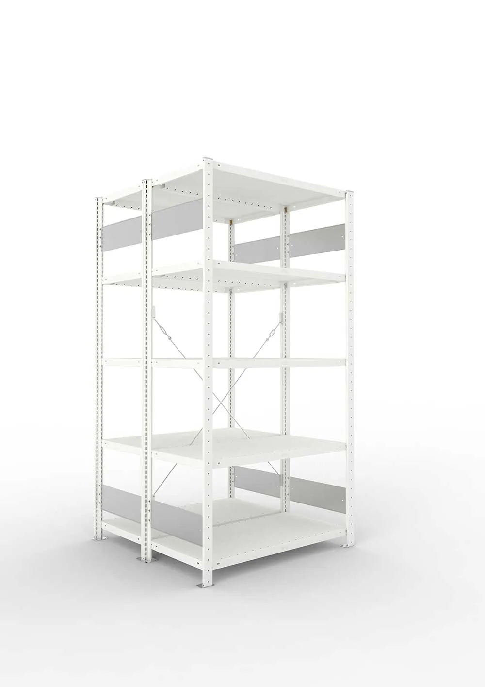 Metallregal Pro-Flex Stecksystem Doppelgrundregal – 200×100×50 cm, 230 kg, RAL 7035