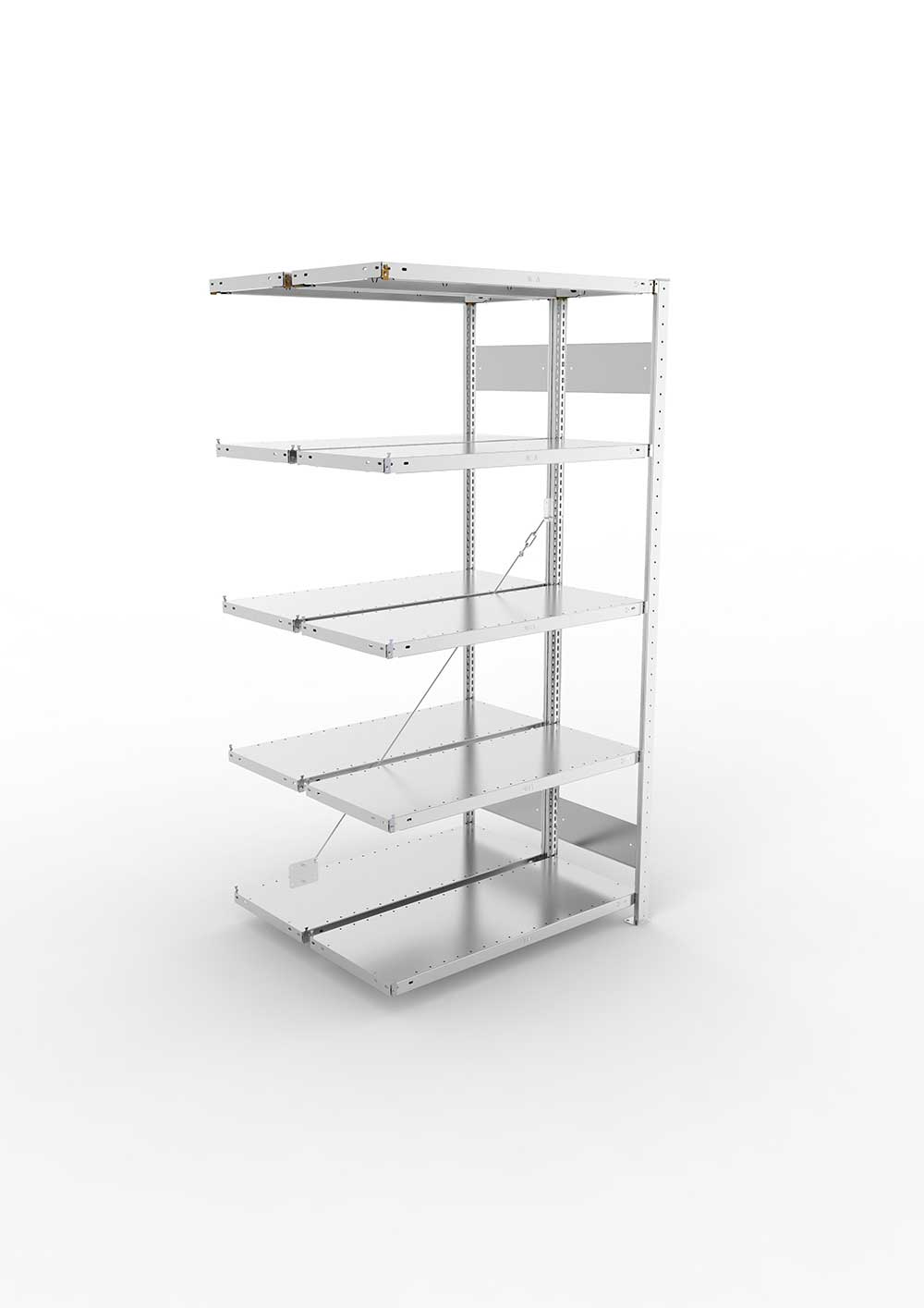 Metallregal Pro-Flex Stecksystem Doppelanbauregal – 200×100×40 cm, 150 kg, verzinkt
