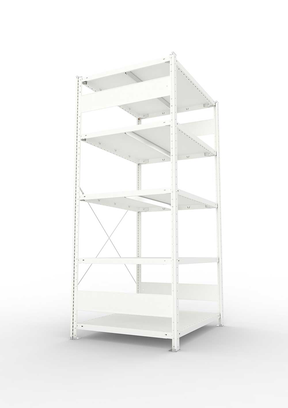 Metallregal Pro-Max Stecksystem Grundregal – 200×100×80 cm, 330 kg, RAL 7035, 5 Böden