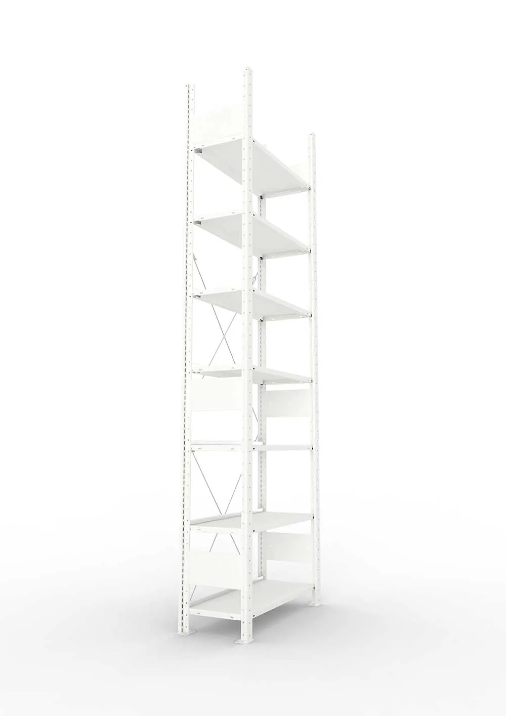 Büroregal Pro-Max Stecksystem Grundregal – 250×75×30 cm, RAL 7035, einseitig
