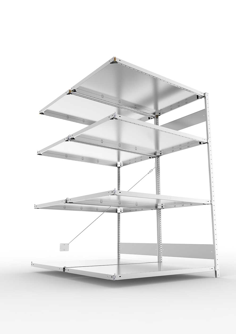 Metallregal Pro-Flex Stecksystem Doppelanbauregal – 200×130×80 cm, 230 kg, verzinkt