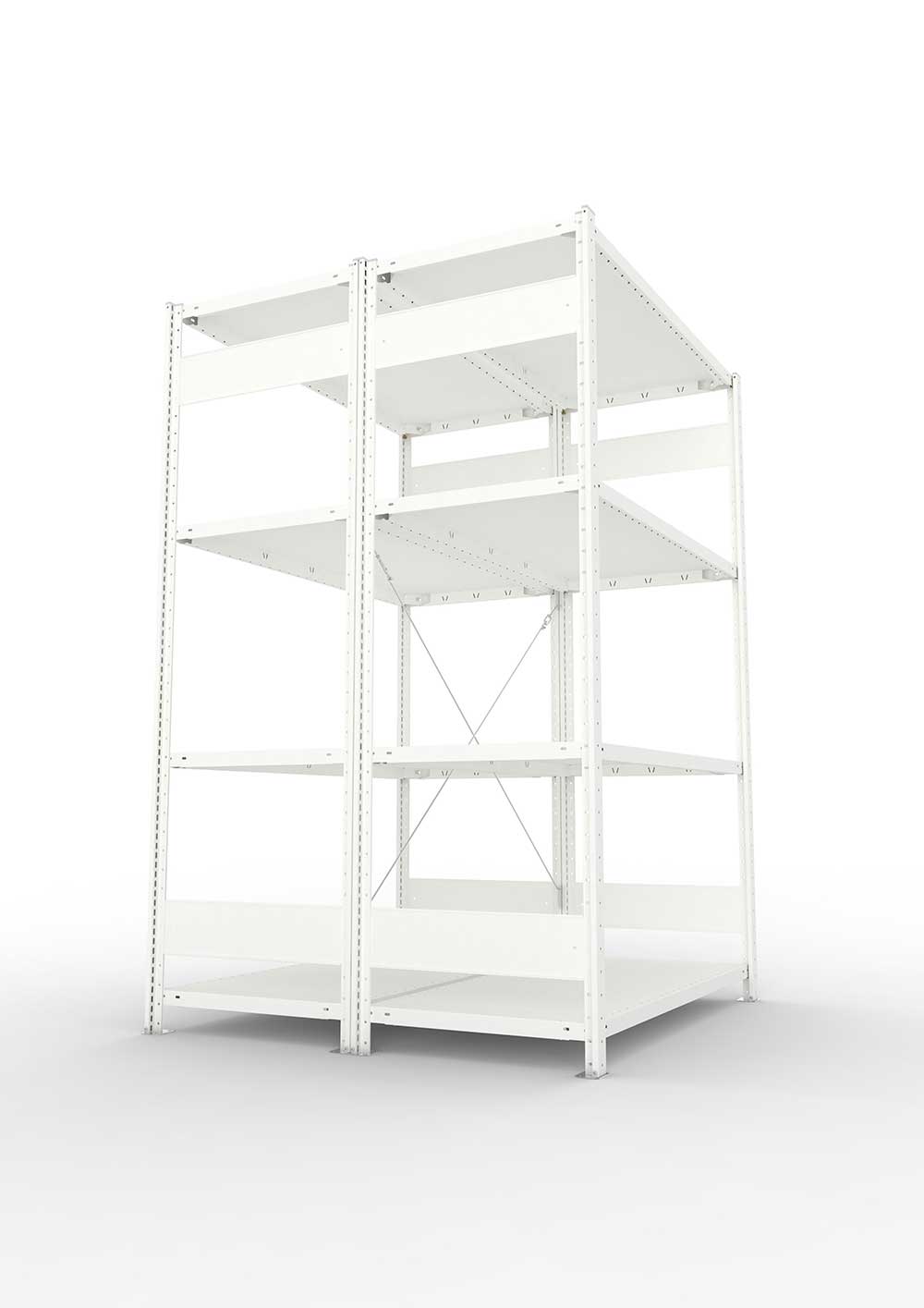 Metallregal Pro-Max Stecksystem Doppelgrundregal – 200×130×60 cm, 230 kg, RAL 7035