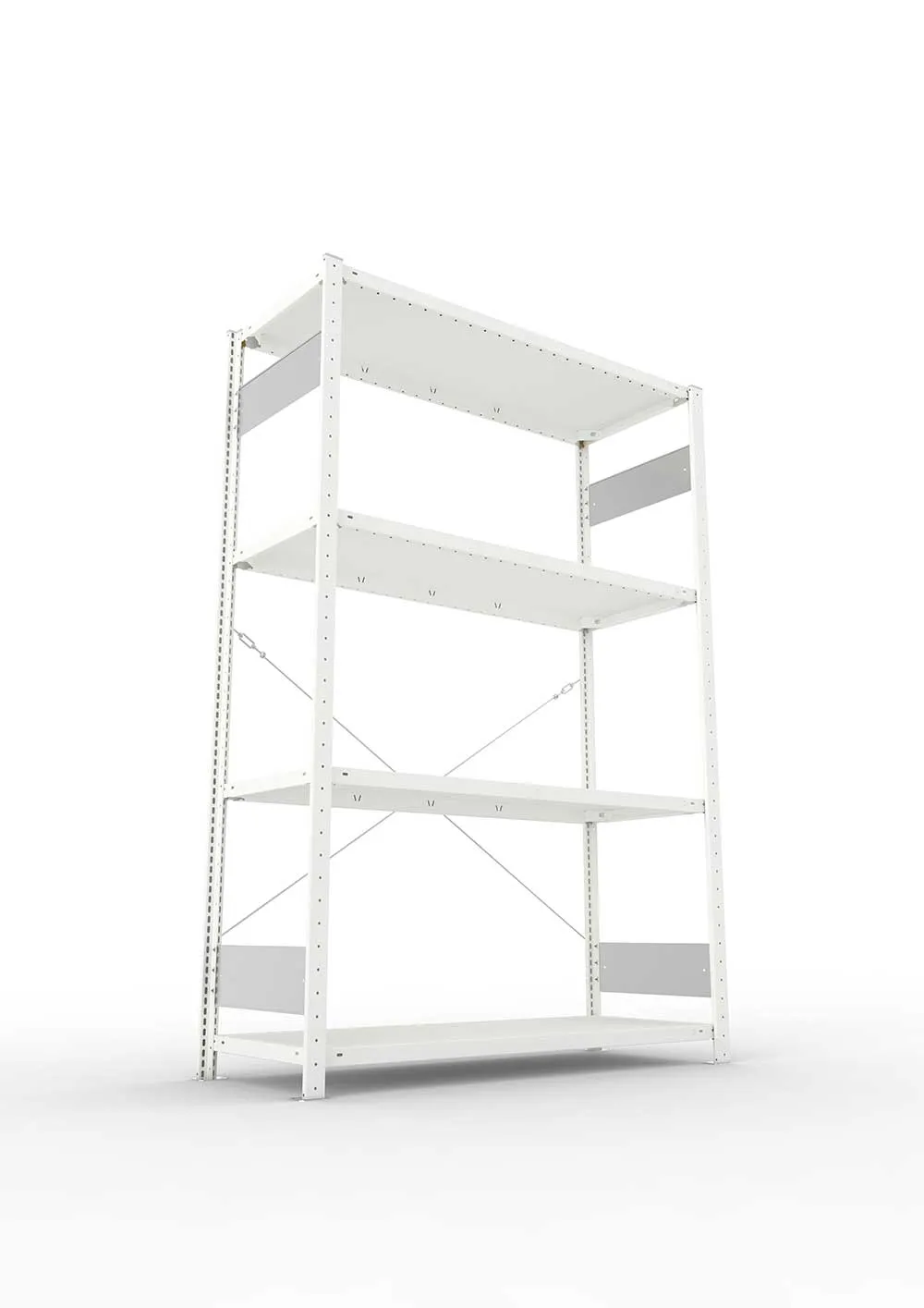 Metallregal Pro-Flex Stecksystem Grundregal – 200×130×50 cm, 230 kg, RAL 7035, 4 Böden
