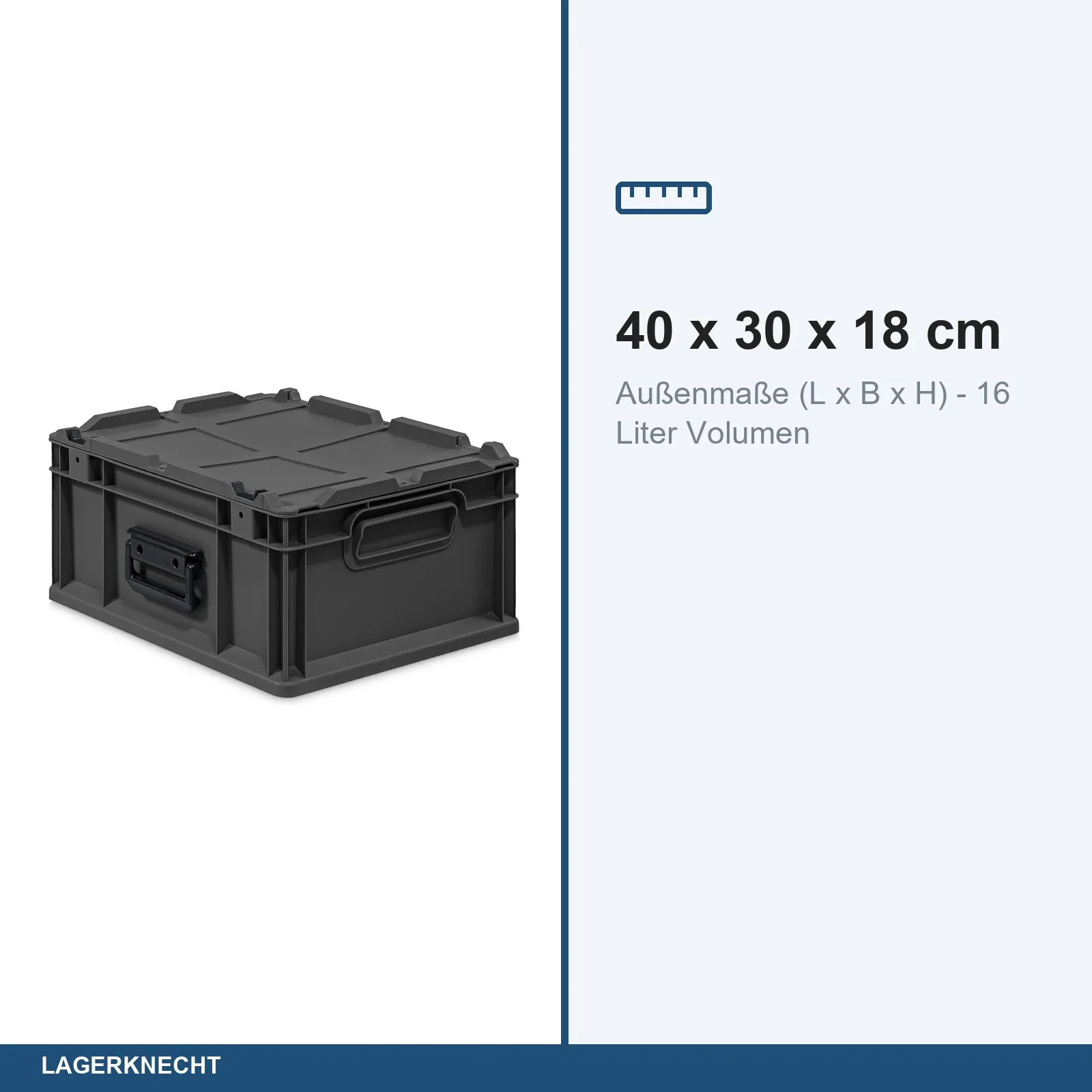 Eurokoffer 40x30x18 cm, NextGen Cycle, Griffe geschl., anthrazit