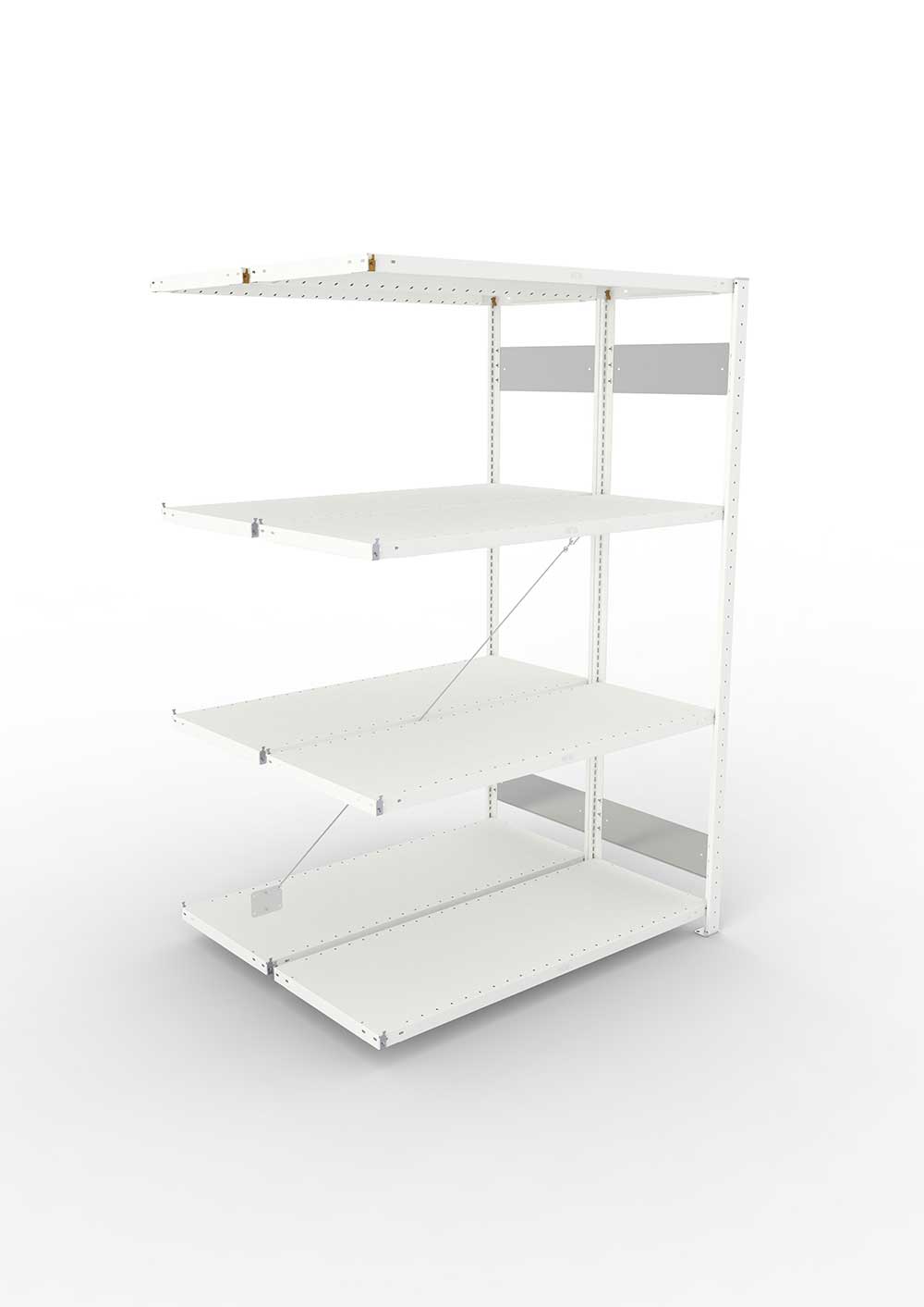 Metallregal Pro-Flex Stecksystem Doppelanbauregal – 200×130×50 cm, 230 kg, RAL 7035
