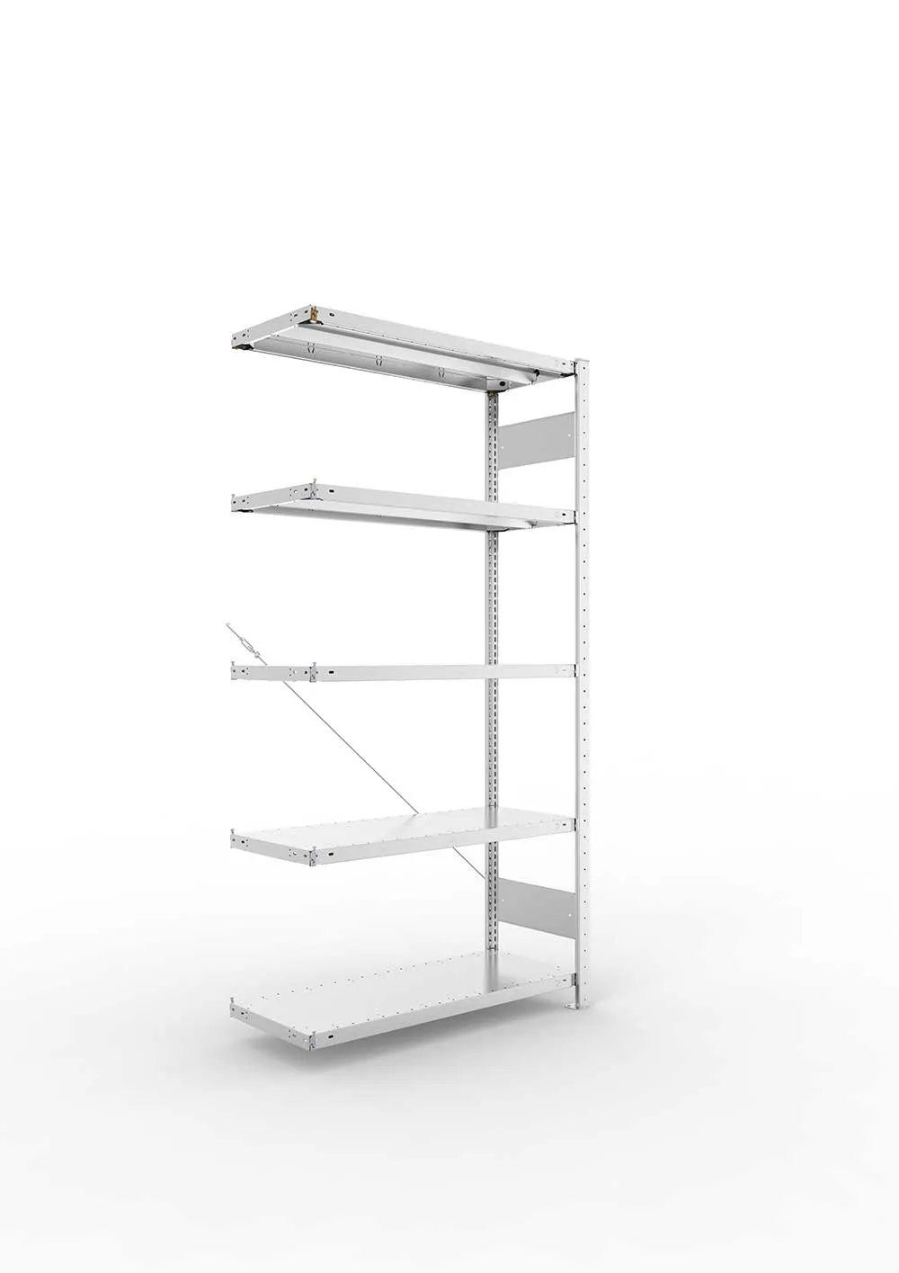 Metallregal Pro-Max Stecksystem Anbauregal – 200×100×40 cm, 330 kg, verzinkt, 5 Böden