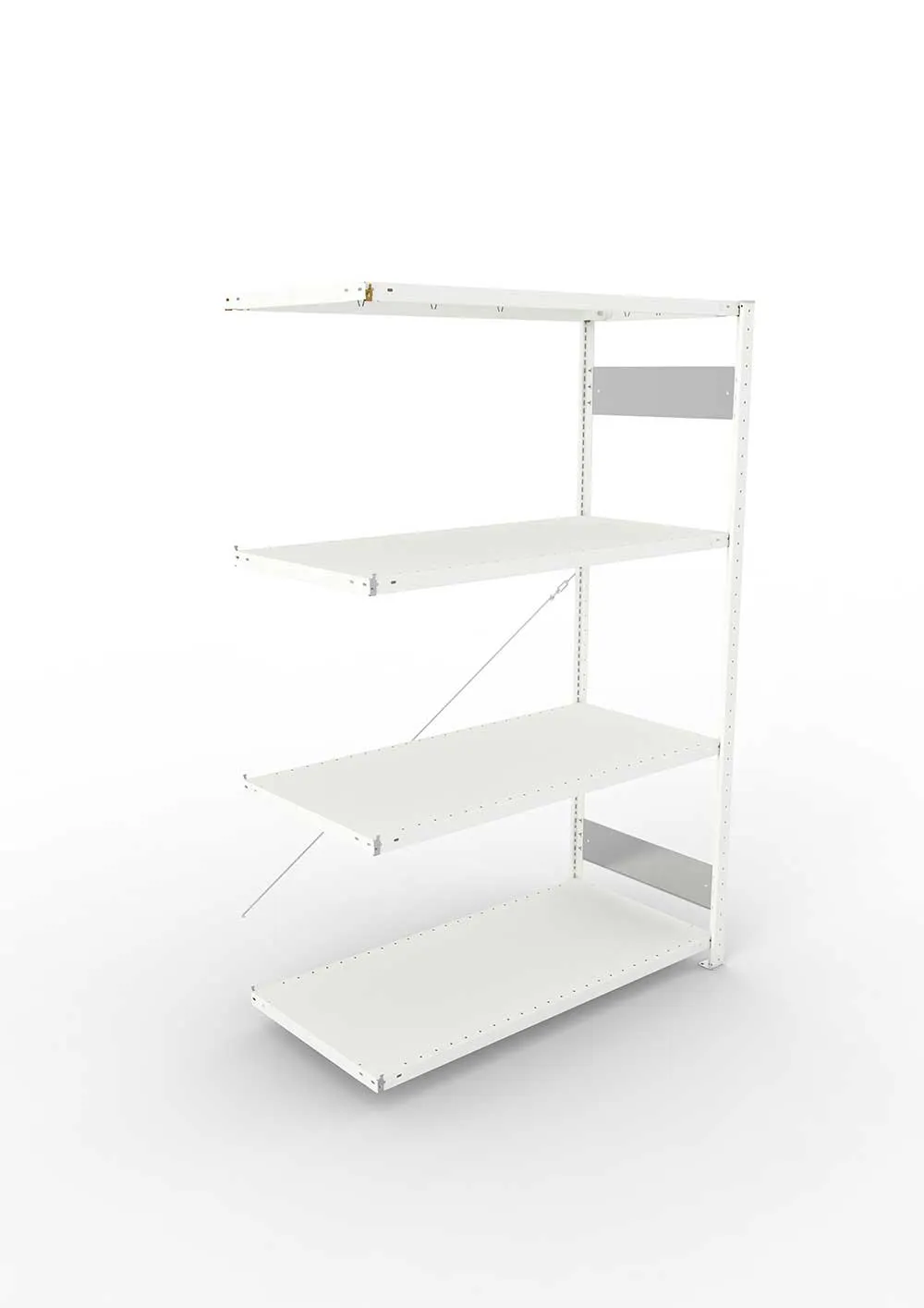 Metallregal Pro-Flex Stecksystem Anbauregal – 200×130×60 cm, 230 kg, RAL 7035, 4 Böden
