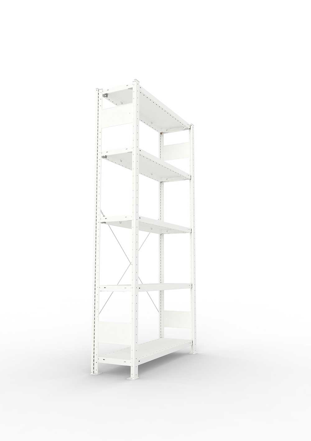 Metallregal Pro-Max Stecksystem Grundregal – 200×100×30 cm, 150 kg, RAL 7035, 5 Böden