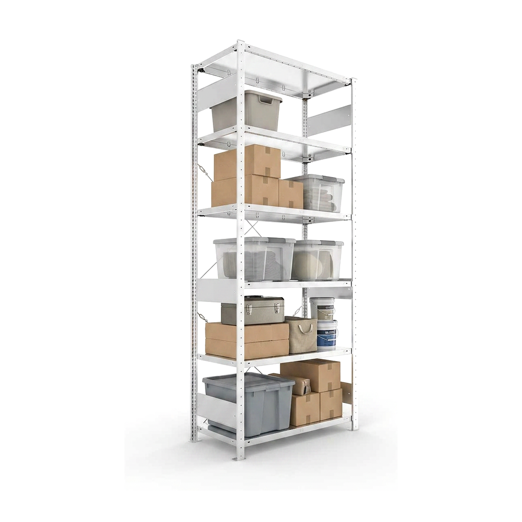Schwerlastregal Pro-Flex Stecksystem Grundregal – 250×100×50 cm, 150 kg, verzinkt, 6 Böden