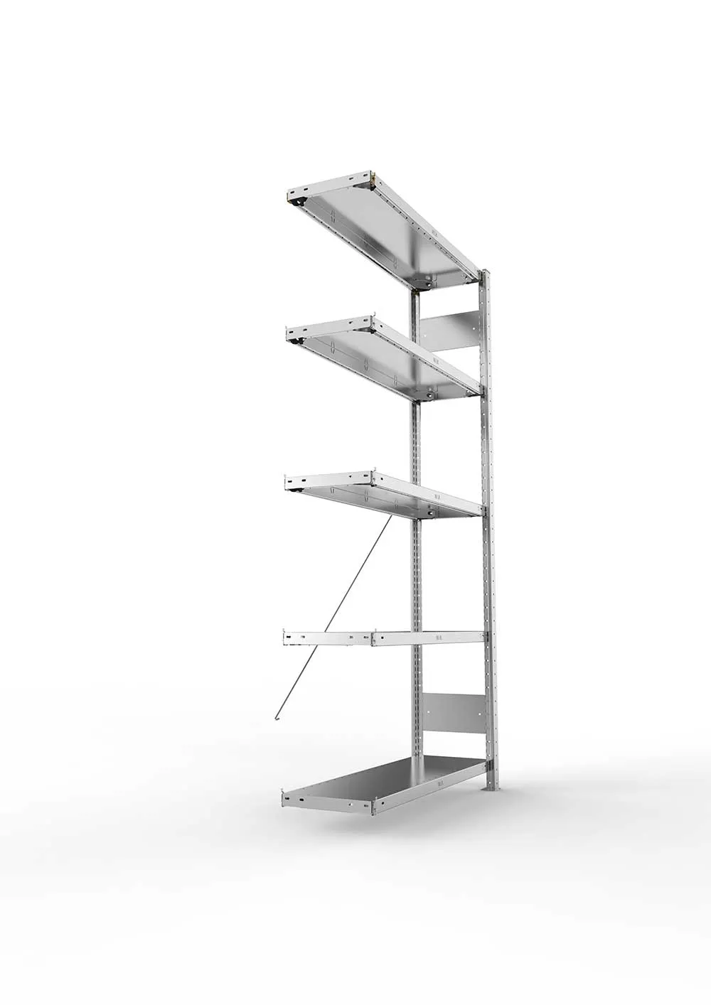 Metallregal Pro-Max Stecksystem Anbauregal – 200×100×30 cm, 150 kg, verzinkt, 5 Böden