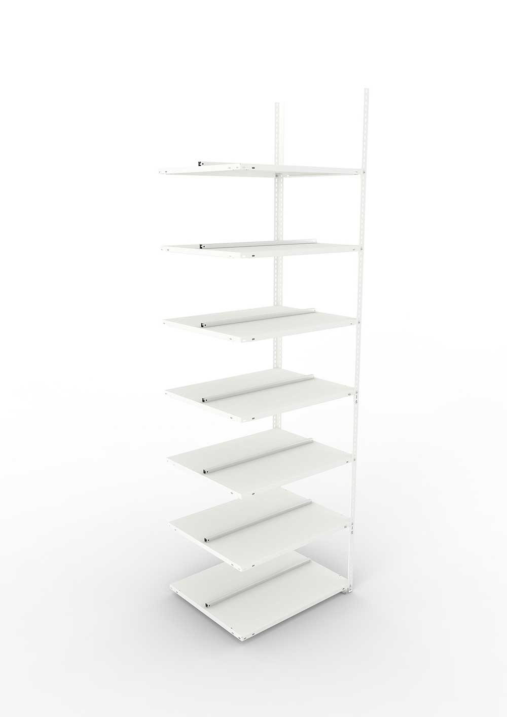 Büroregal Pro Schraubsystem Anbauregal – 250×75×60 cm, RAL 7035, doppelseitig
