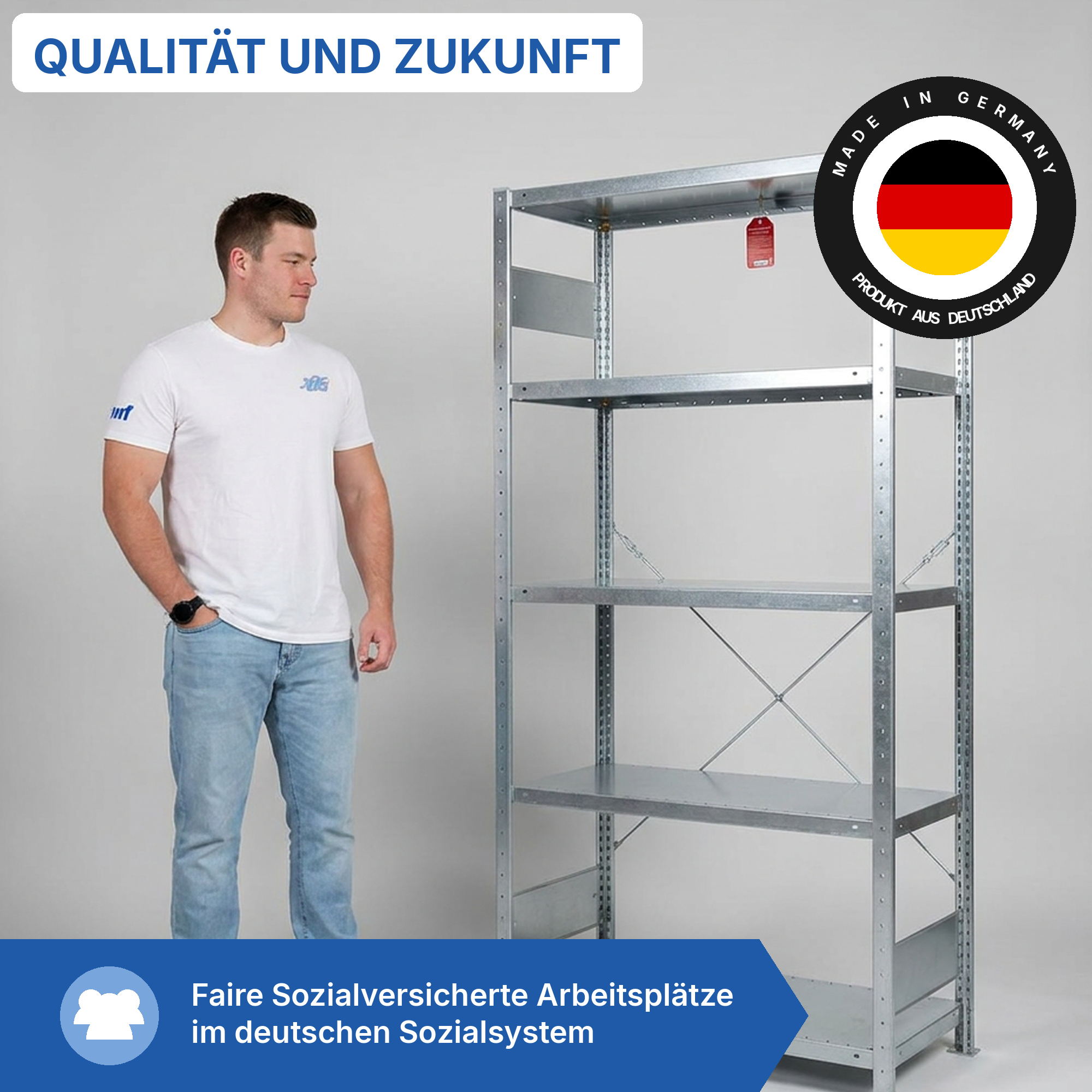 Kellerregal Pro-Flex Stecksystem Grundregal – 200×100×50 cm, 230 kg, verzinkt, 5 Böden