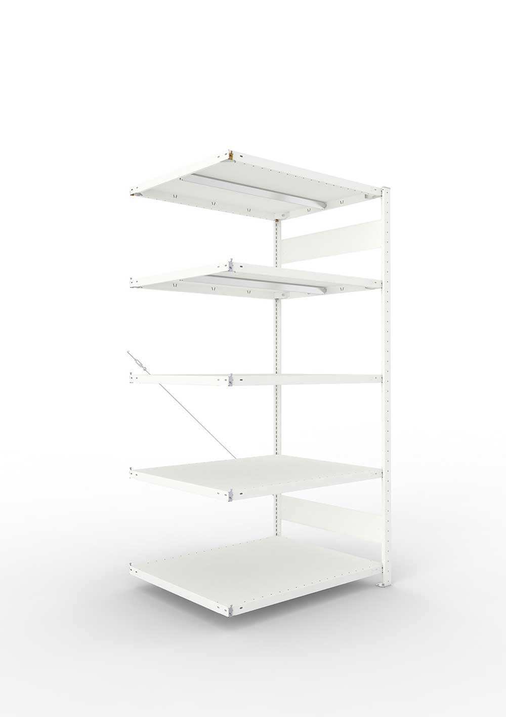 Metallregal Pro-Max Stecksystem Anbauregal – 200×100×80 cm, 330 kg, RAL 7035, 5 Böden