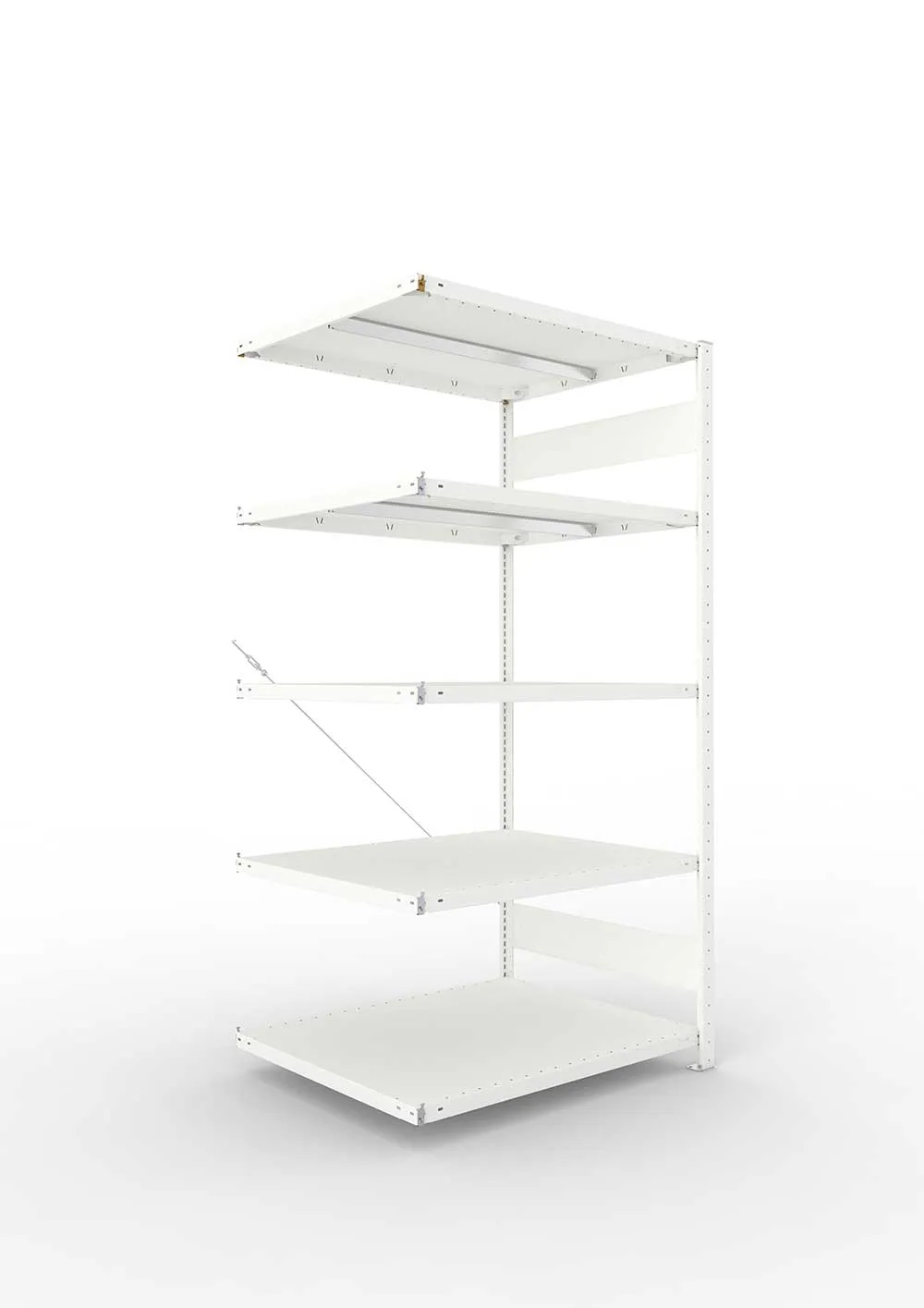 Metallregal Pro-Max Stecksystem Anbauregal – 200×100×80 cm, 330 kg, RAL 7035, 5 Böden