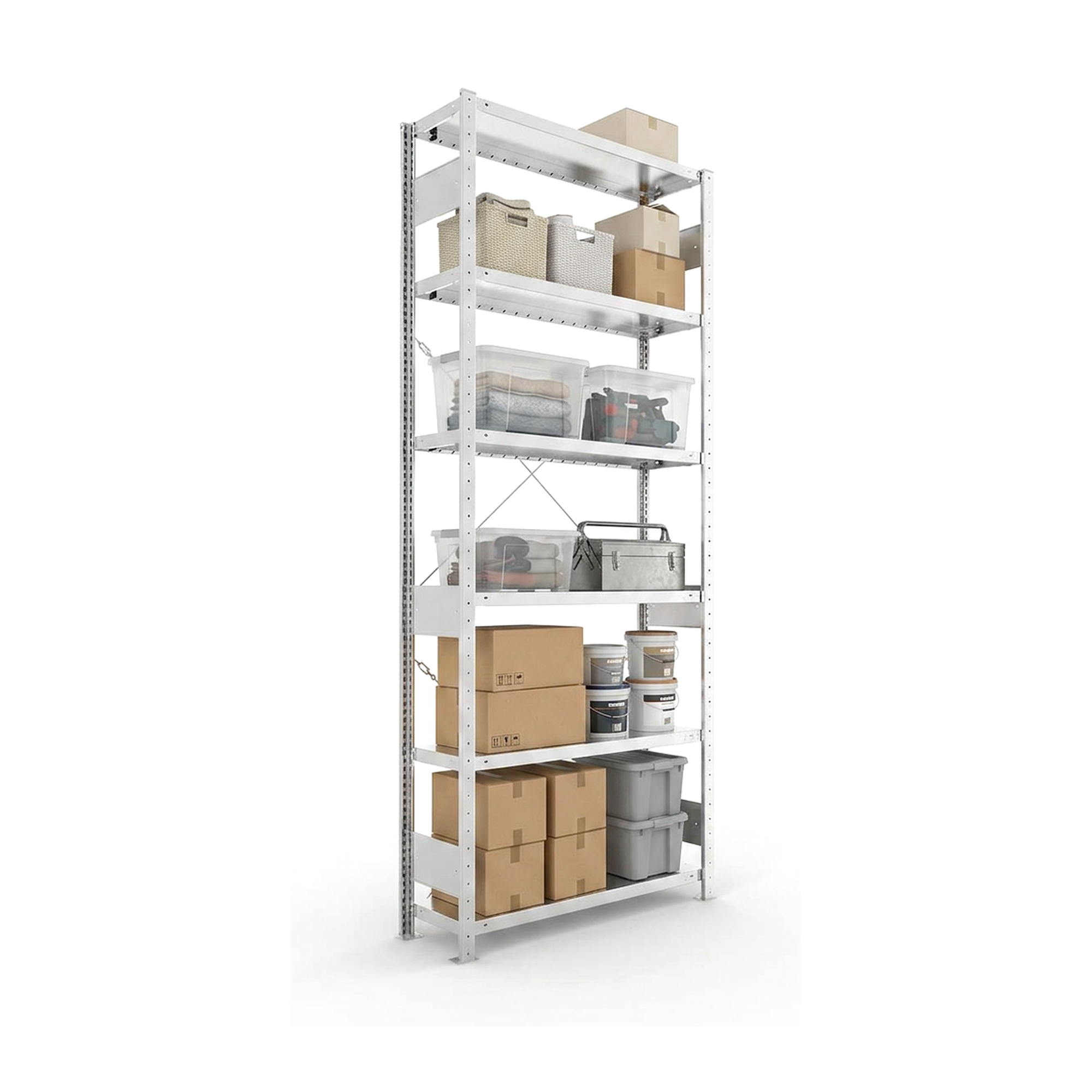 Schwerlastregal Pro-Flex Stecksystem Grundregal – 250×100×30 cm, 230 kg, verzinkt, 6 Böden