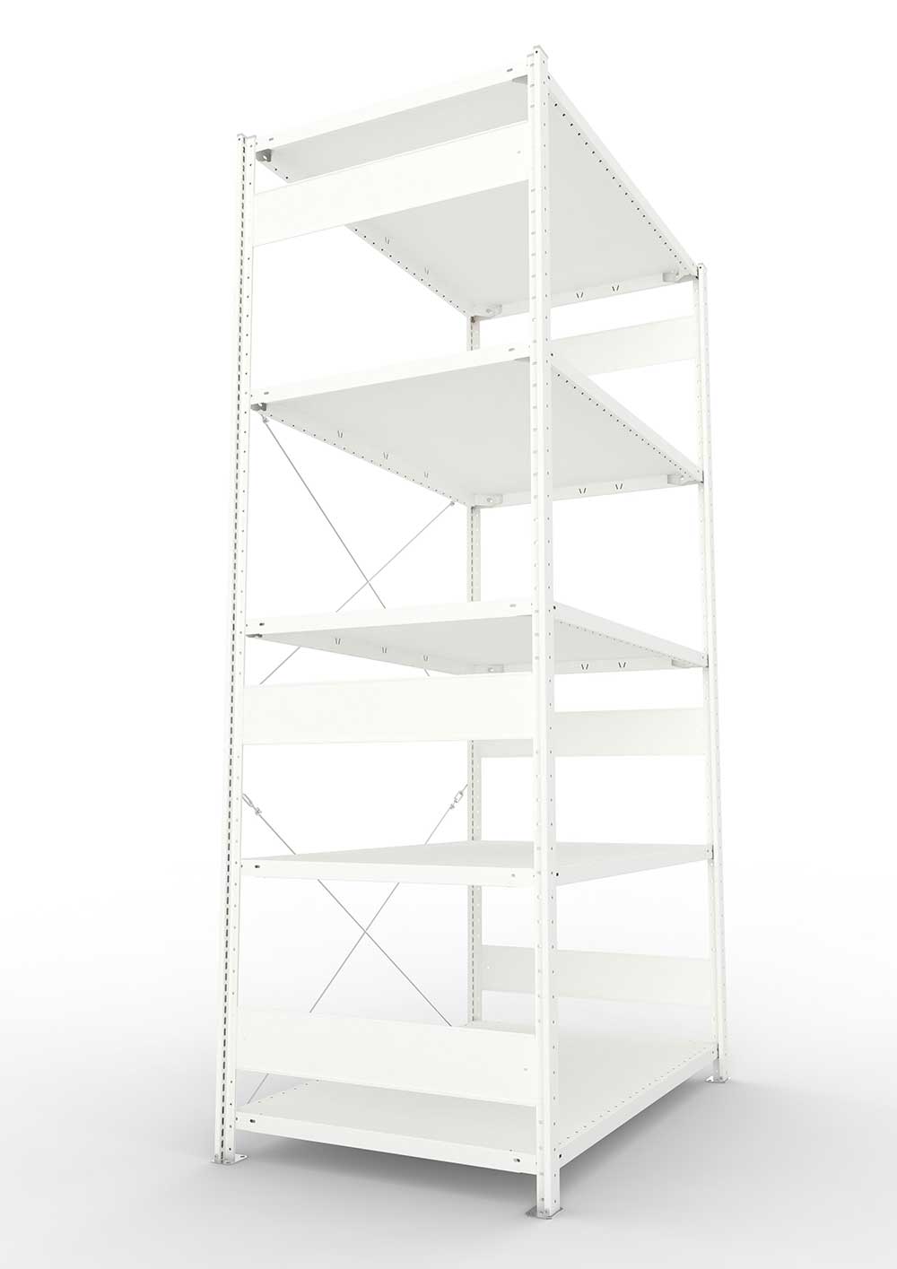 Metallregal Pro-Max Stecksystem Grundregal – 250×130×80 cm, 230 kg, RAL 7035, 5 Böden