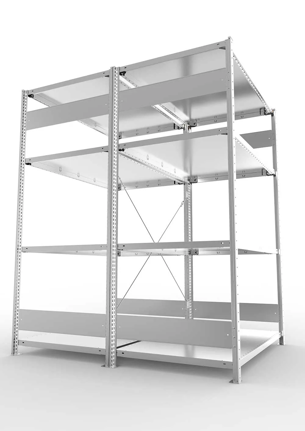 Metallregal Pro-Flex Stecksystem Doppelgrundregal – 200×130×80 cm, 230 kg, verzinkt