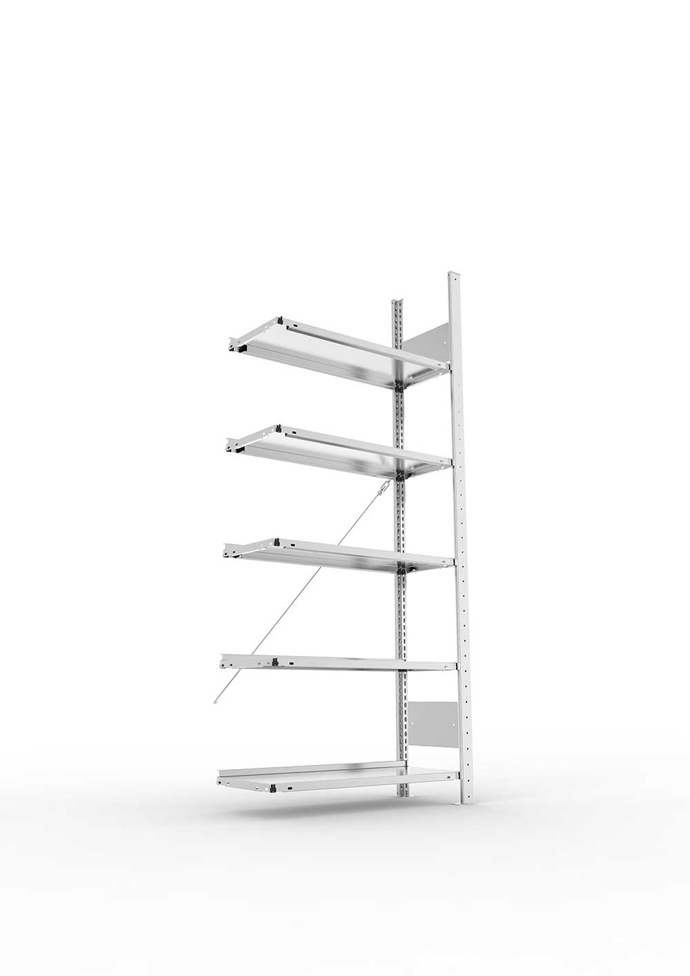 Büroregal Aktenregal als Steckregal AR 1850 x 750 x 300 vzk kpl. mit 5 Böden ohne Abdeckboden - einseitig – detaillierte Produktabbildung