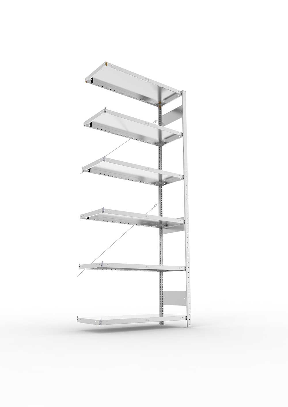 Metallregal Pro-Max Stecksystem Anbauregal – 250×100×40 cm, 230 kg, verzinkt, 6 Böden