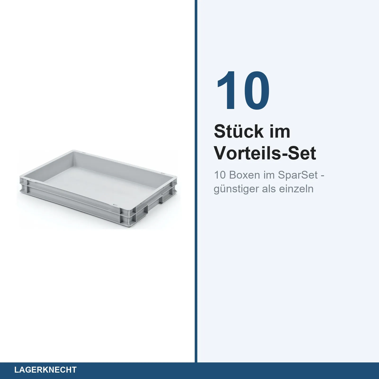 10x Eurobox 60x40x8 cm - UNISTA, Griffe geschlossen