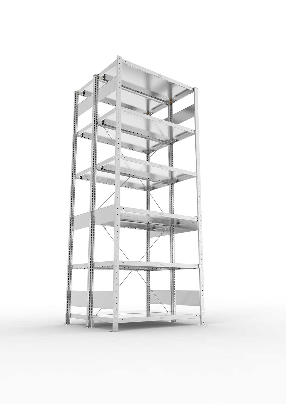 Metallregal Pro-Flex Stecksystem Doppelgrundregal – 250×100×40 cm, 230 kg, verzinkt