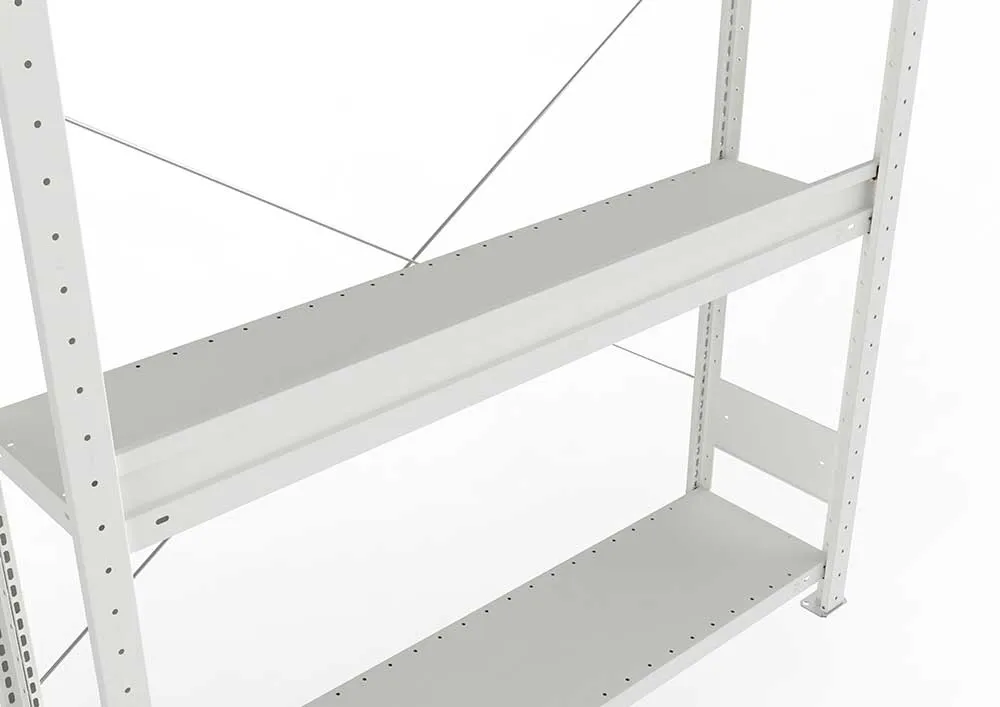Metallregal Steck Schüttgutleiste 1300 x 75 RAL 7035 kpl. mit Sicherheitsumschlag