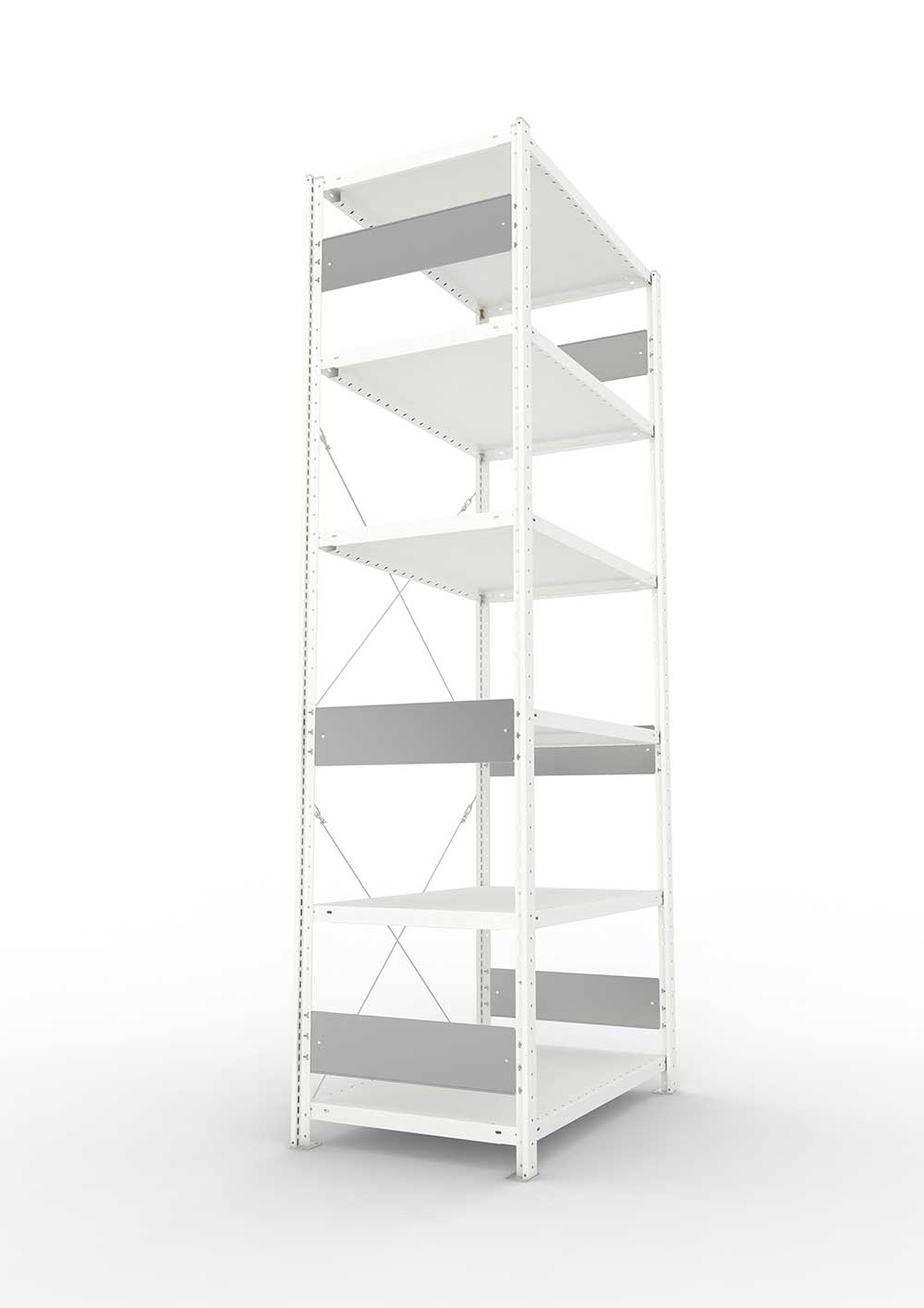Metallregal Pro-Flex Stecksystem Grundregal – 250×100×60 cm, 230 kg, RAL 7035, 6 Böden