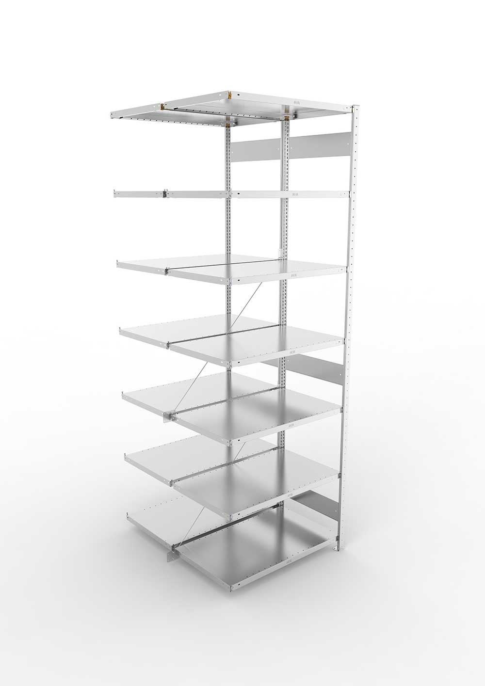 Metallregal Pro-Max Stecksystem Doppelanbauregal – 300×100×60 cm, 230 kg, verzinkt