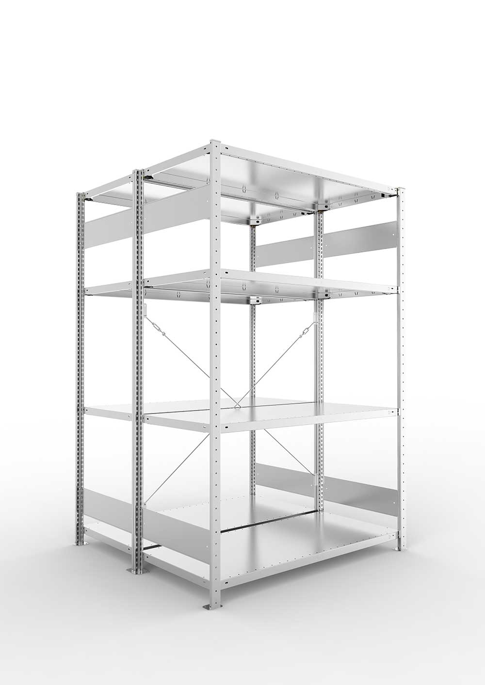 Metallregal Pro-Flex Stecksystem Doppelgrundregal – 200×130×60 cm, 230 kg, verzinkt