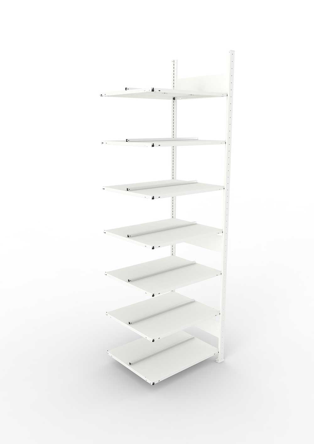 Büroregal Pro-Max Stecksystem Anbauregal – 250×75×60 cm, RAL 7035, doppelseitig
