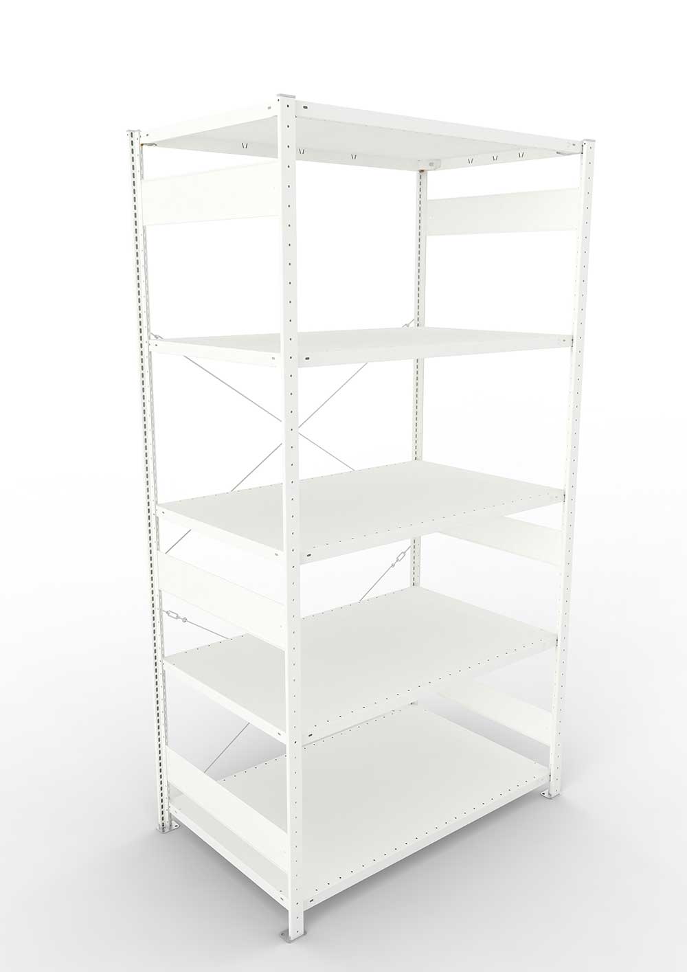 Metallregal Pro-Max Stecksystem Grundregal – 250×130×80 cm, 230 kg, RAL 7035, 5 Böden