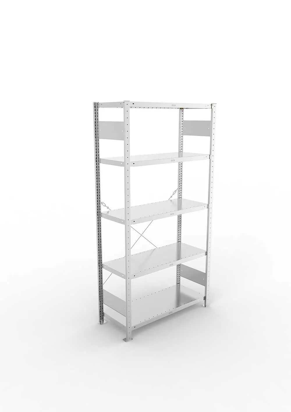 Metallregal Pro-Max Stecksystem Grundregal – 200×100×40 cm, 230 kg, verzinkt, 5 Böden