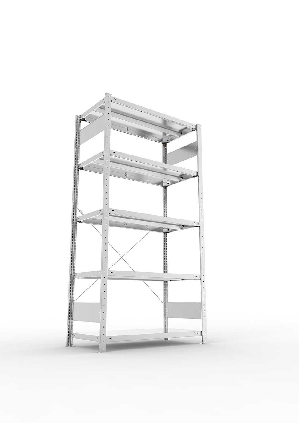 Metallregal Pro-Max Stecksystem Grundregal – 200×100×50 cm, 330 kg, verzinkt, 5 Böden