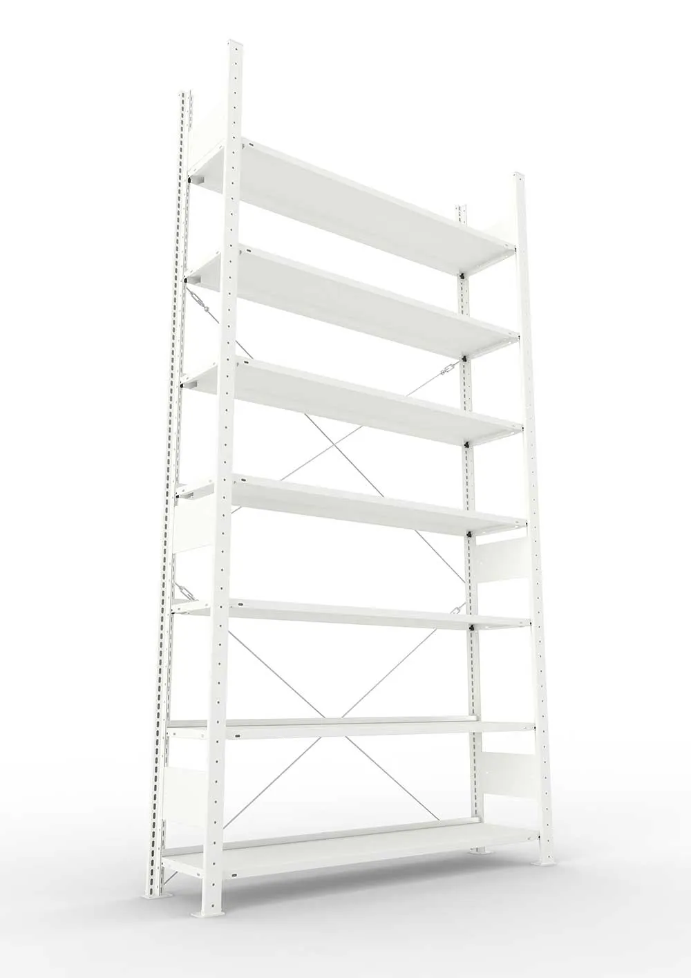 Büroregal Pro-Max Stecksystem Grundregal – 250×125×30 cm, RAL 7035, einseitig