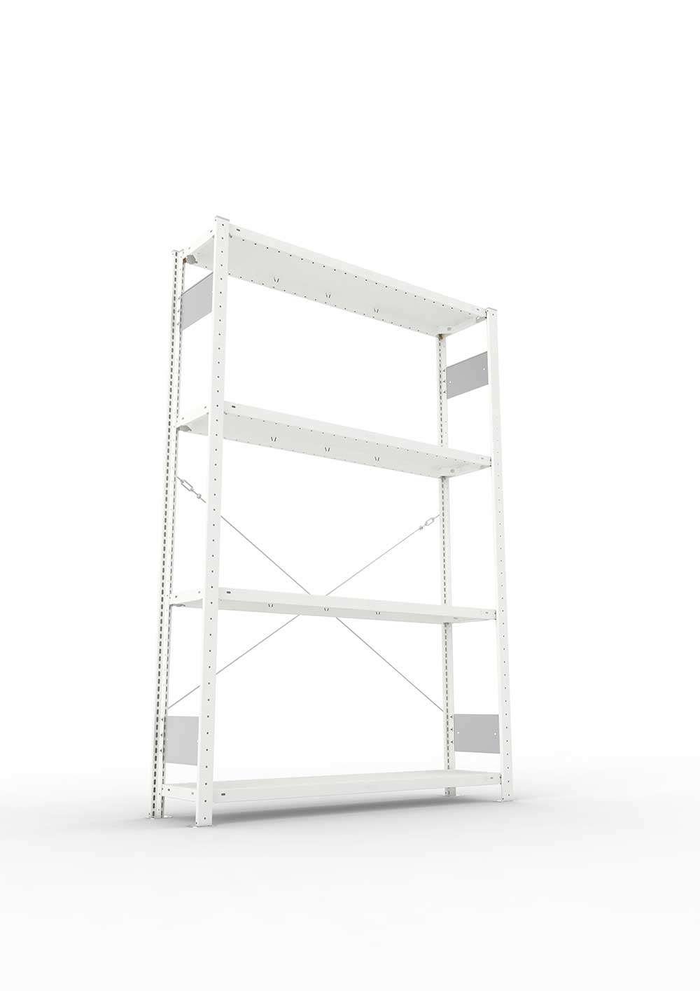Metallregal Pro-Flex Stecksystem Grundregal – 200×130×30 cm, 230 kg, RAL 7035, 4 Böden