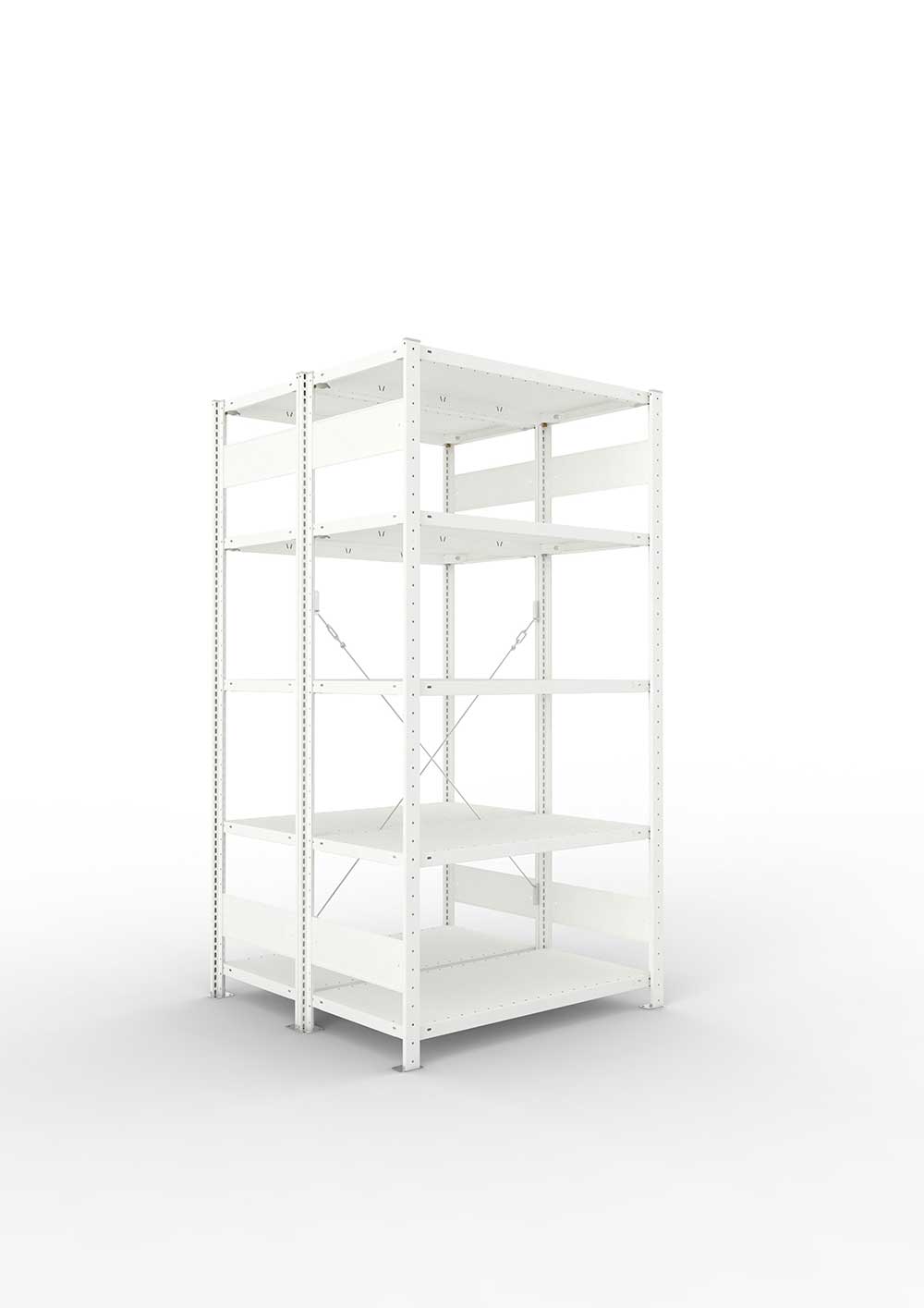 Metallregal Pro-Max Stecksystem Doppelgrundregal – 200×100×50 cm, 150 kg, RAL 7035