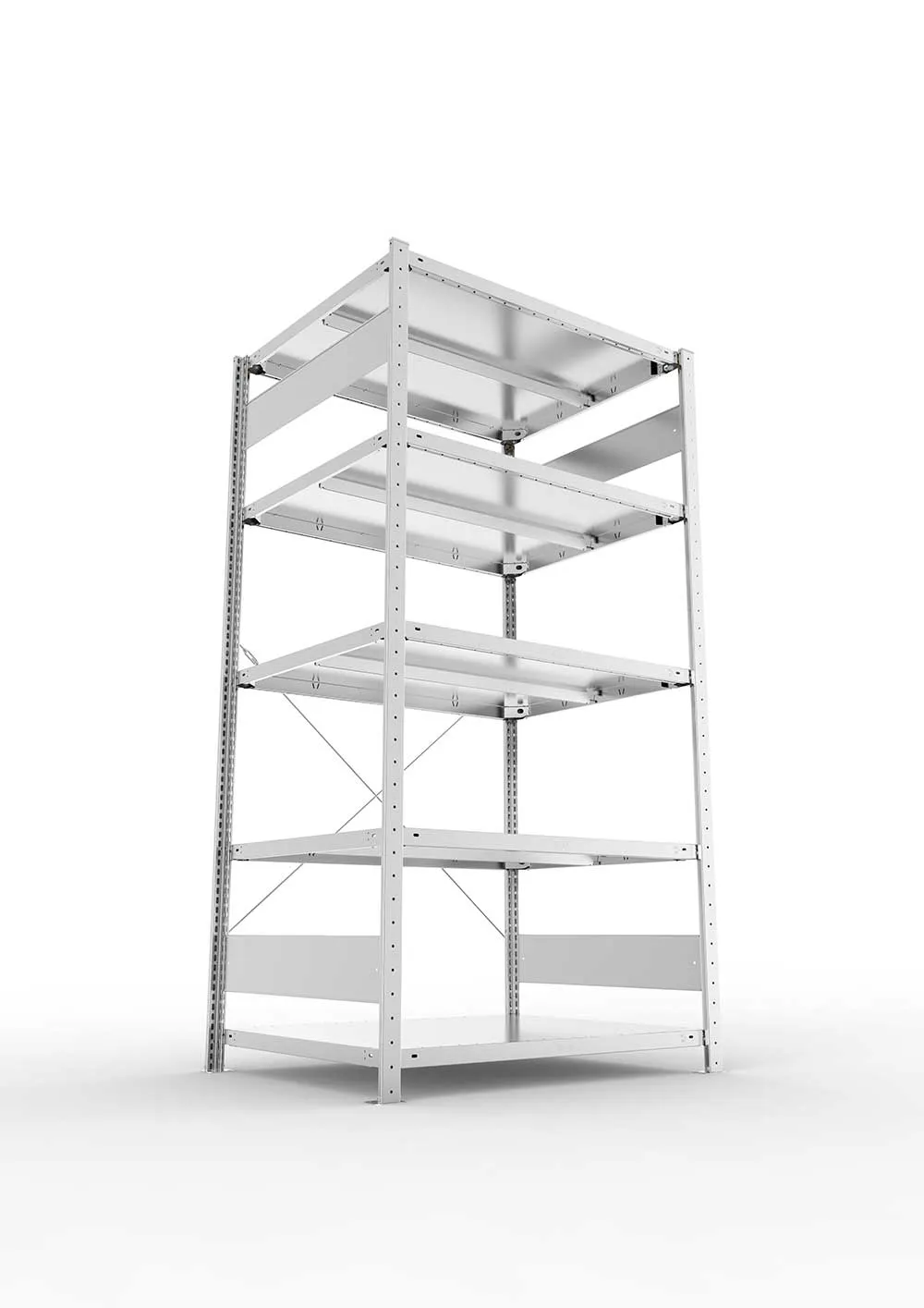 Metallregal Pro-Max Stecksystem Grundregal – 200×100×80 cm, 330 kg, verzinkt, 5 Böden