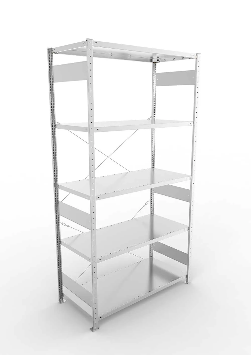 Metallregal Pro-Max Stecksystem Grundregal – 250×130×60 cm, 230 kg, verzinkt, 5 Böden