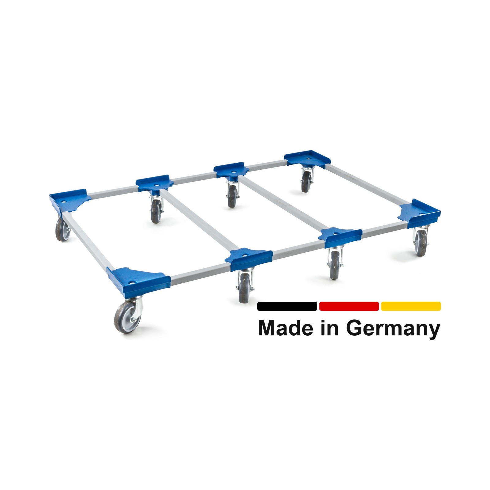 Transportroller VARIABLE - 1200x800 - 2x unterteilt - Gummiräder 8 Lenkrollen Blau