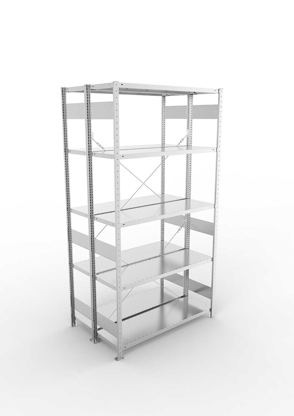 Metallregal Pro-Max Stecksystem Doppelgrundregal – 250×130×40 cm, 230 kg, verzinkt