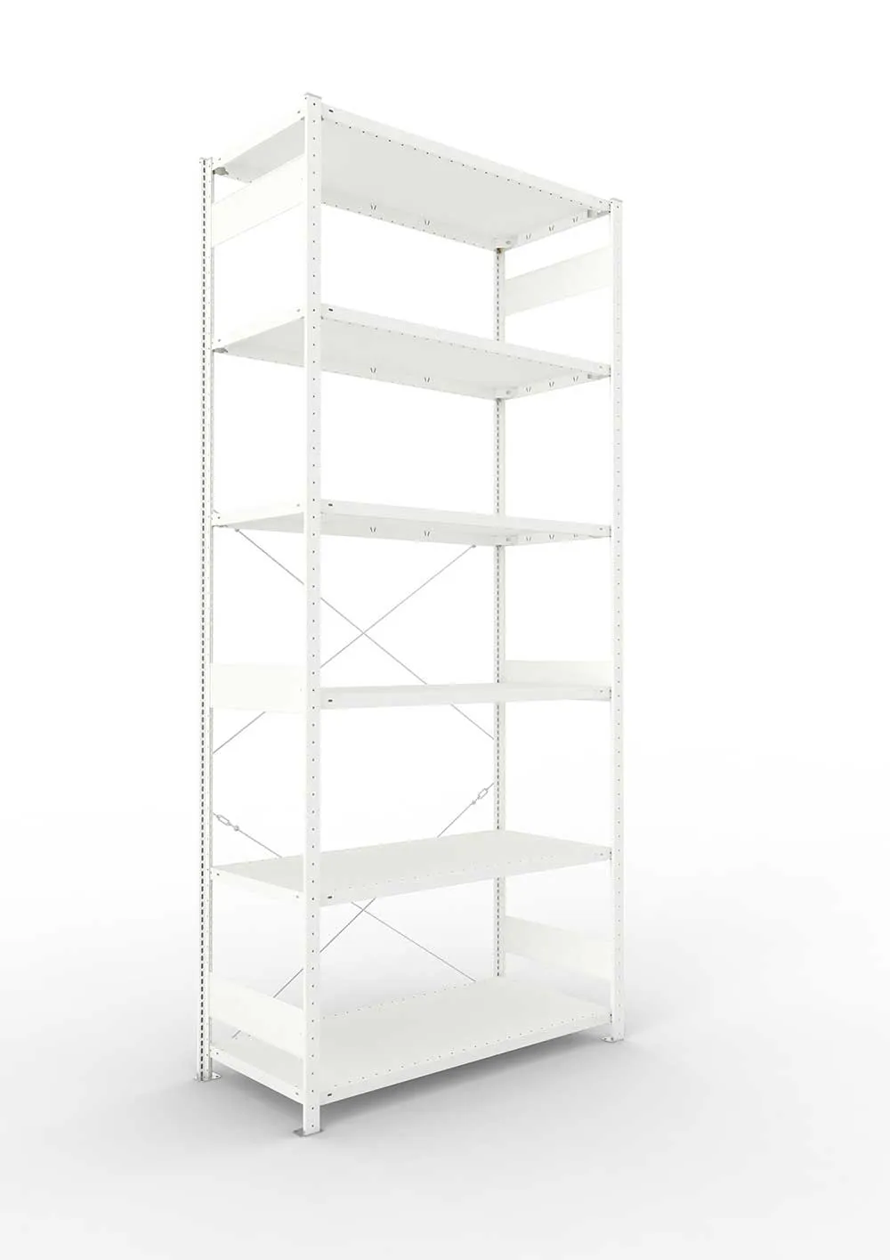 Metallregal Pro-Max Stecksystem Grundregal – 300×130×60 cm, 230 kg, RAL 7035, 6 Böden