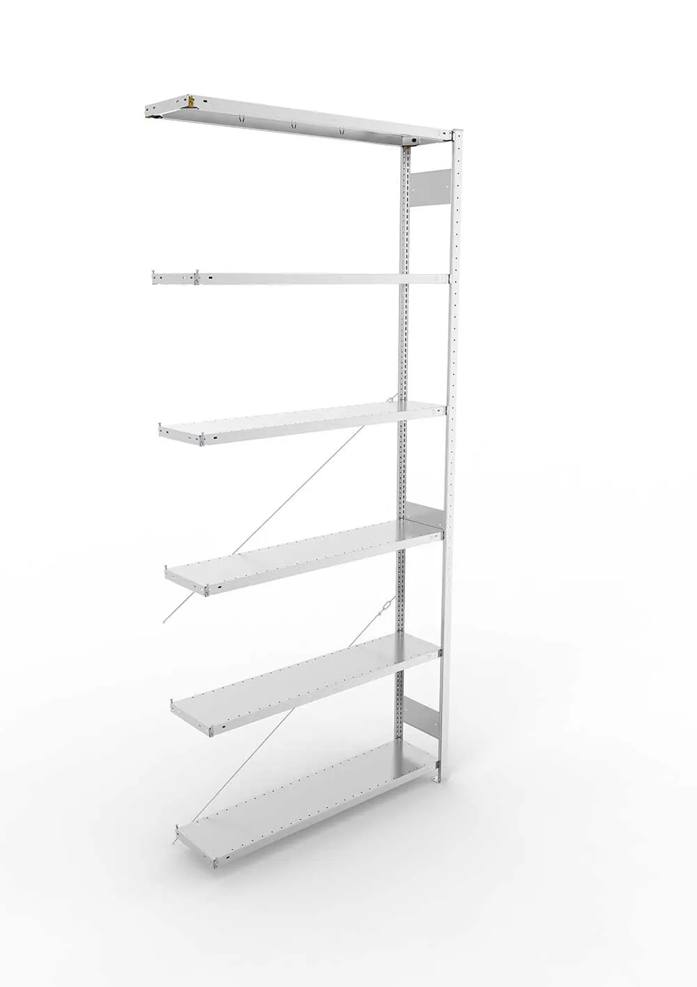 Metallregal Pro-Max Stecksystem Anbauregal – 300×130×30 cm, 230 kg, verzinkt, 6 Böden