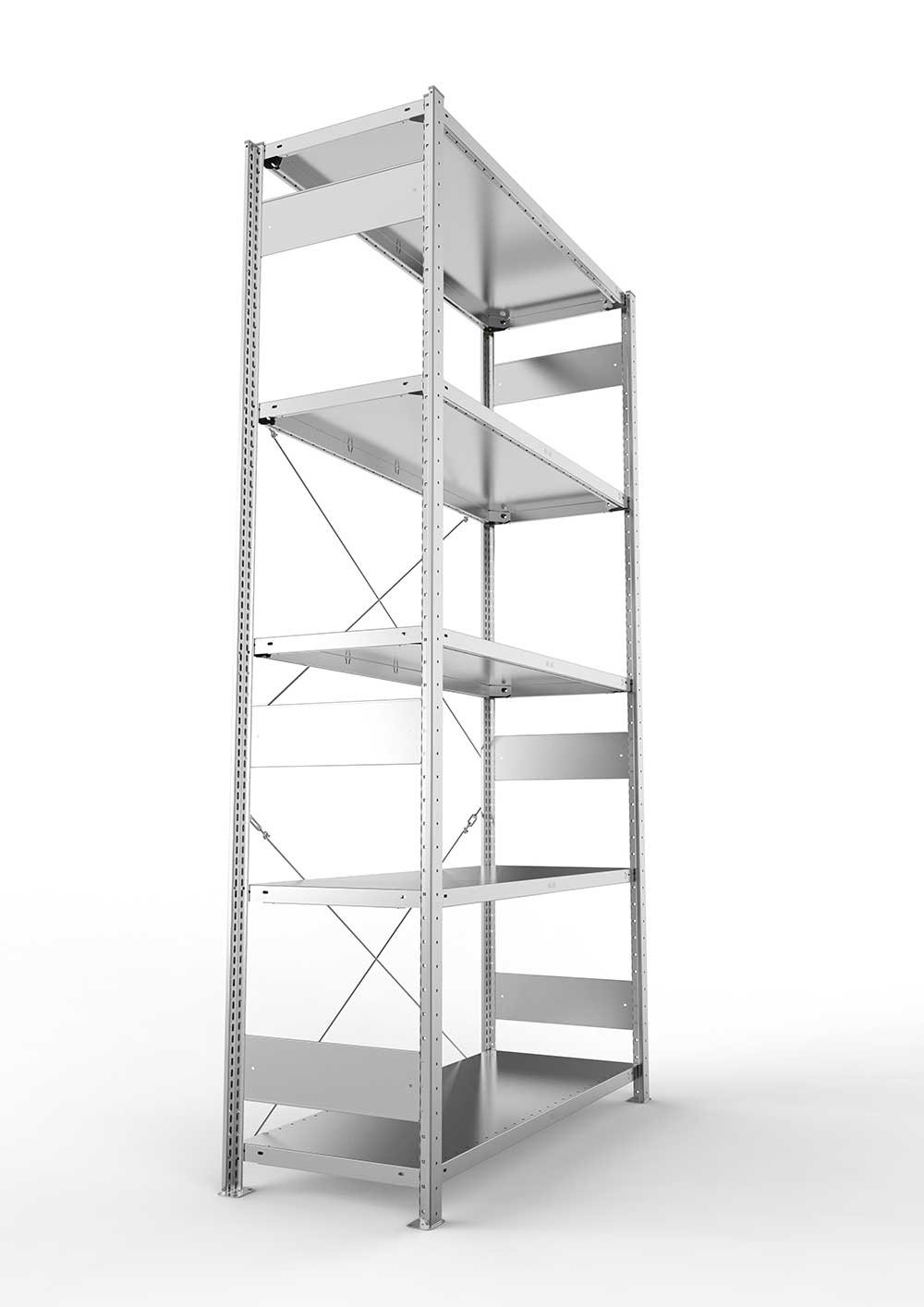 Metallregal Pro-Max Stecksystem Grundregal – 250×130×50 cm, 230 kg, verzinkt, 5 Böden