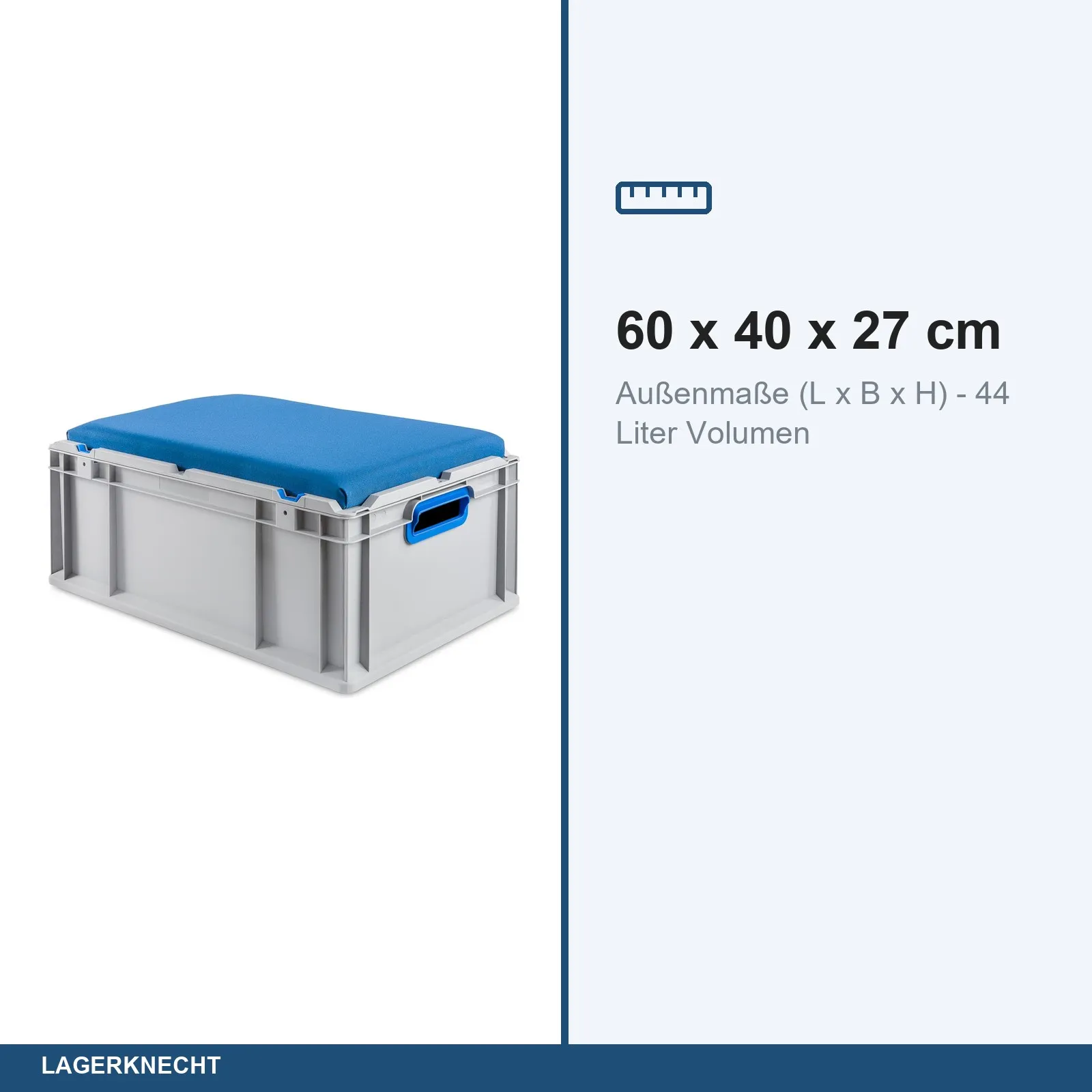 Seat Box 60x40x27 cm, NextGen, Griffe offen, blau