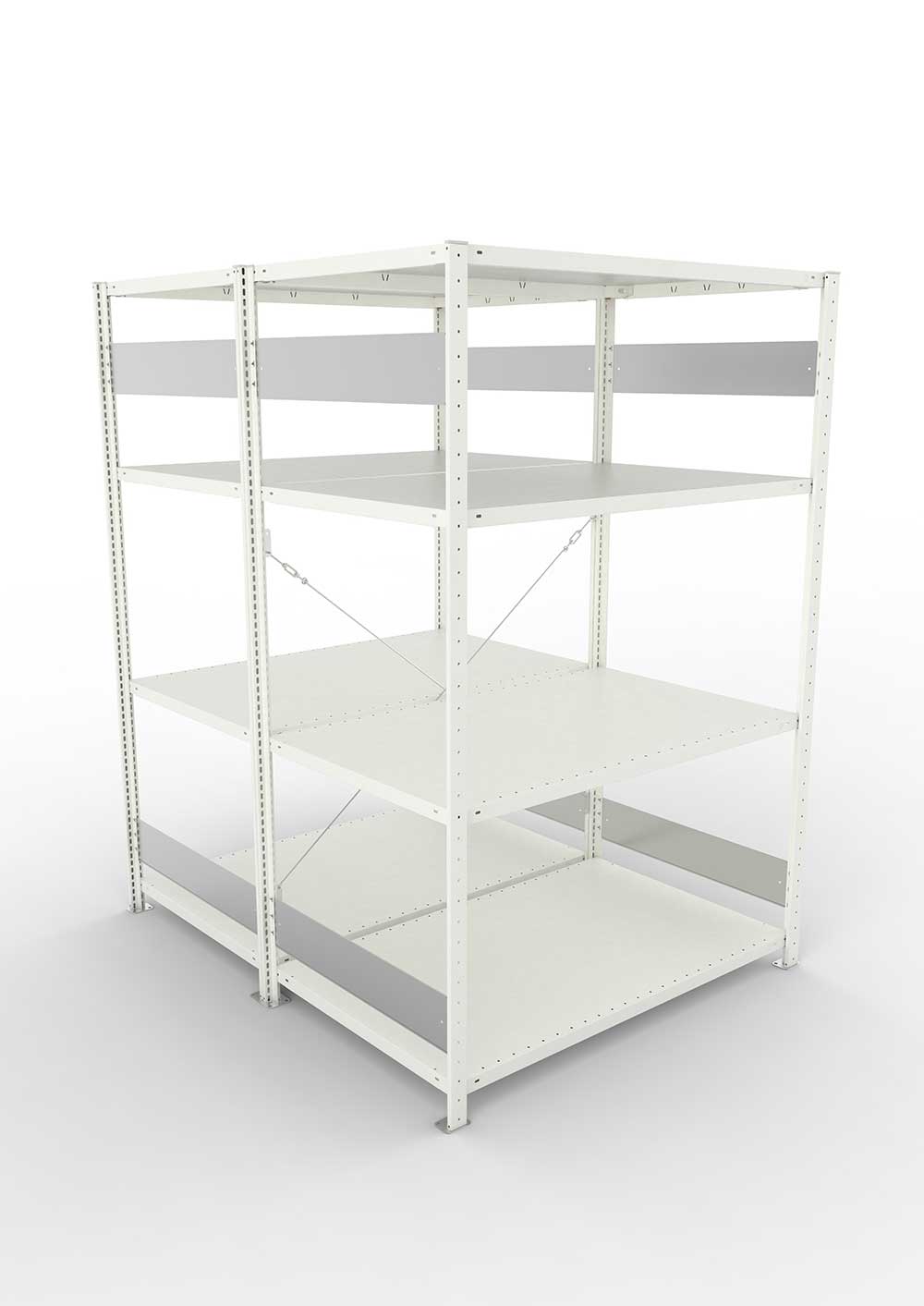 Metallregal Pro-Flex Stecksystem Doppelgrundregal – 200×130×80 cm, 230 kg, RAL 7035