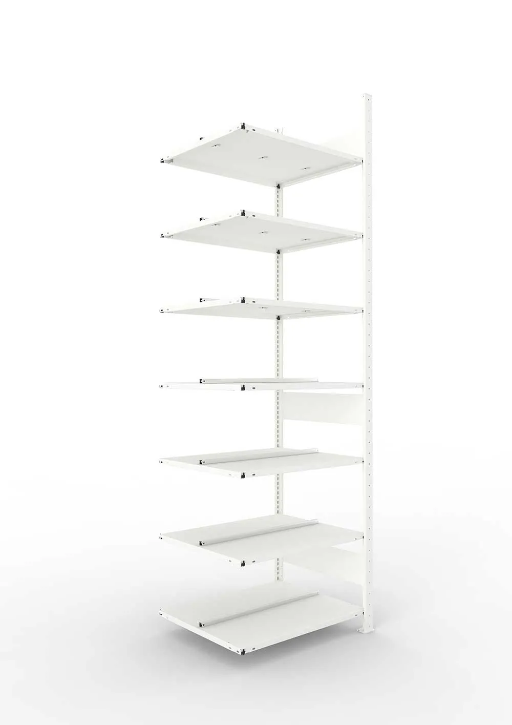 Büroregal Pro-Max Stecksystem Anbauregal – 250×75×60 cm, RAL 7035, doppelseitig